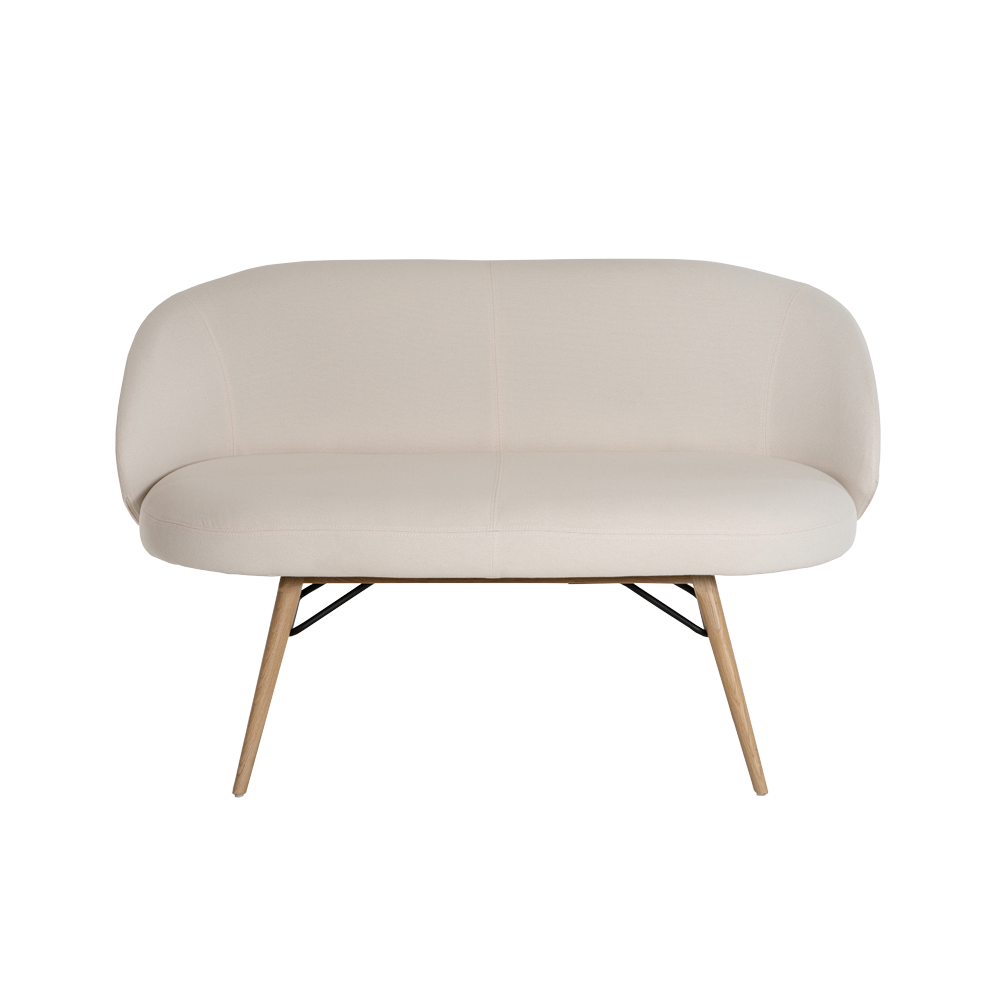 Mobitec :: Sofa / ławka 2-os. tapicerowana Neo B07 szer. 130 cm beżowa z drewnianymi nogami