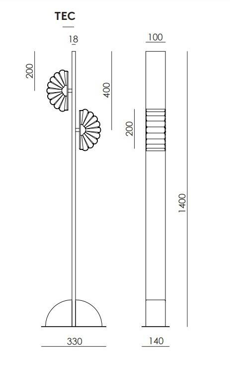 Aromas :: Gina Stehleuchte, Höhe 140 cm, schwarzer und goldener Marmorsockel