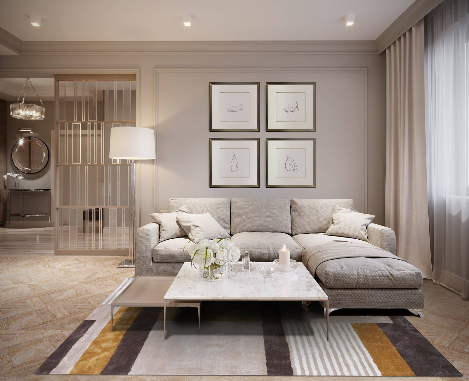 Carpet Decor :: Teppich von viskose Retro handgefertigt beige