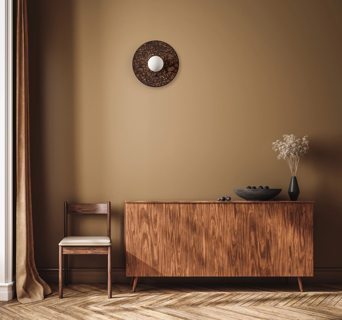 Kaspa :: Legra Wandleuchte / Wandleuchte, Breite 30 cm, dunkelbraun, IP44