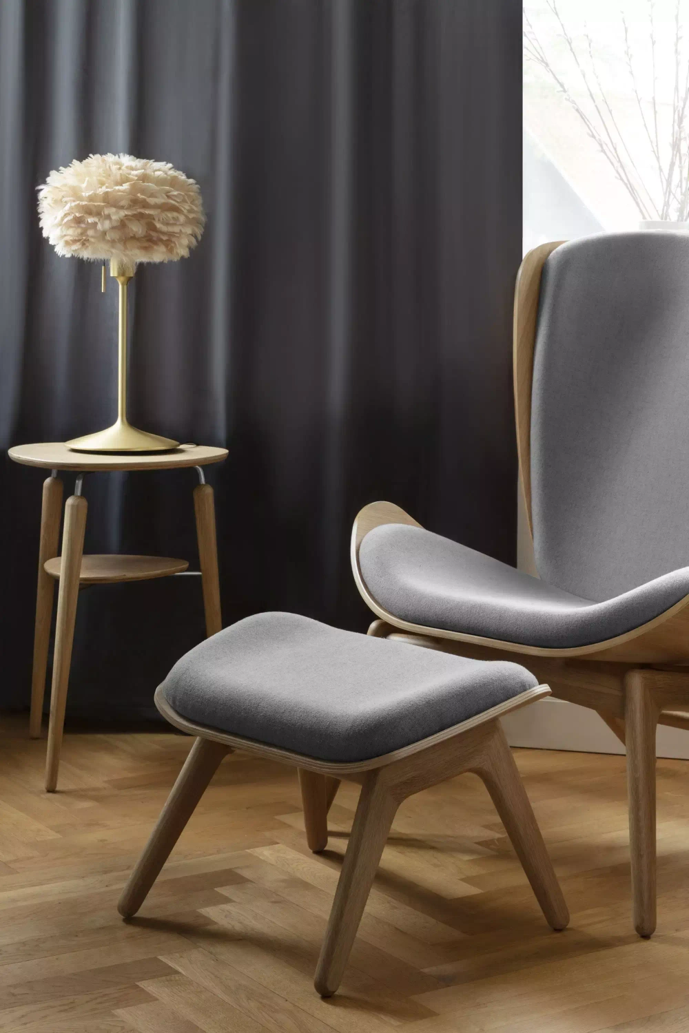 Umage :: Conversation Piece Sterling Upholstered Footstool, Gray, Width: 63 cm