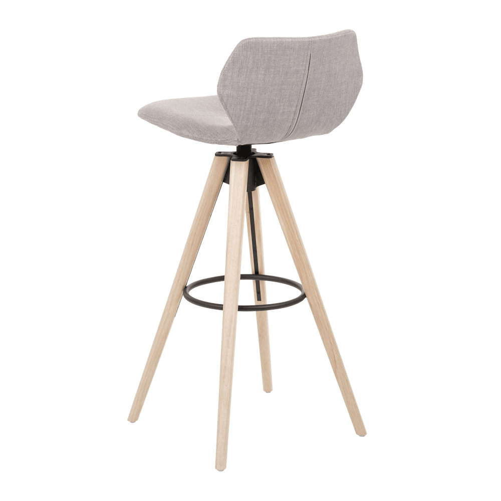 Mobitec :: Upholstered swivel bar stool / stool Mood 91, height 102 cm, gray, wooden legs