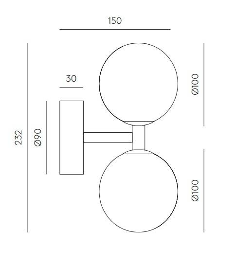 Aromas :: Dalt Wandleuchte / Wandleuchter schwarzer Marmor goldenes Metall Höhe 23,2 cm