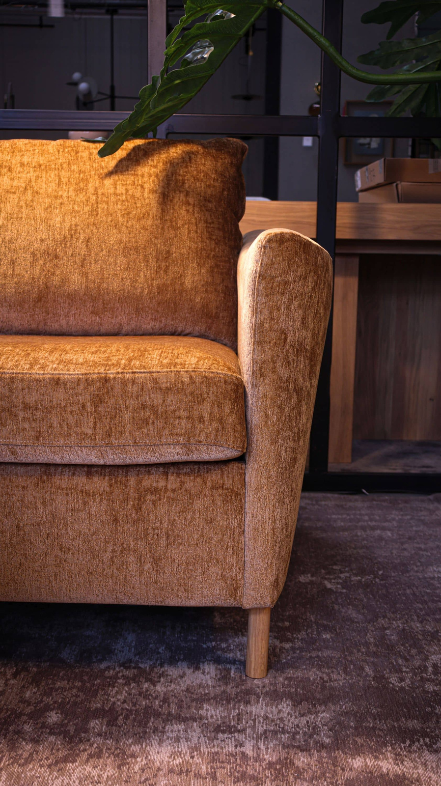 Sits :: Frances upholstered sofa with sleeping function and two pillows, brown, width 198 cm