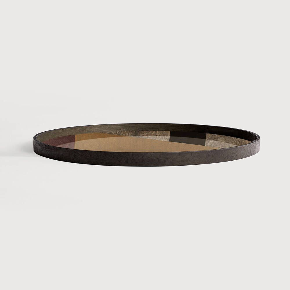 Ethnicraft :: Angle round tray, brown and burgundy, size XL, diameter 92 cm