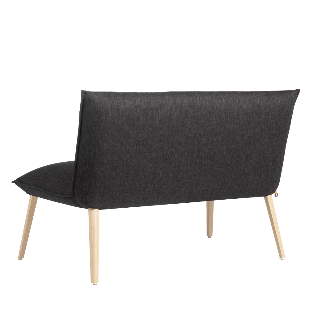 Mobitec :: 2-seater upholstered sofa/bench Soft C07, width 121cm, dark gray with wooden legs