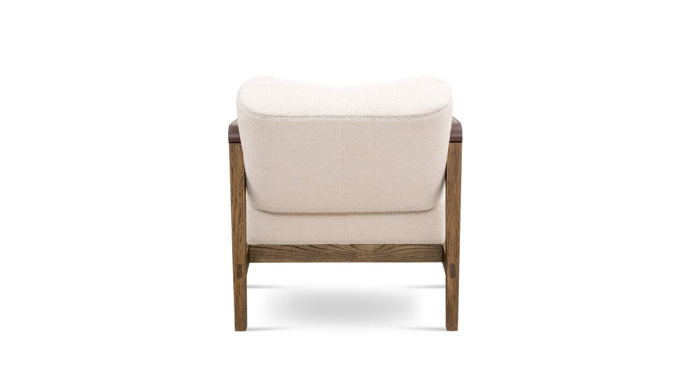 Nordic Line: Philip beige upholstered armchair with leather armrests