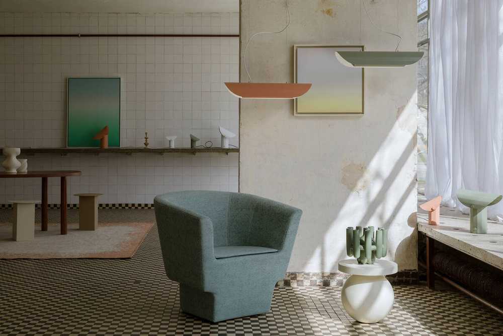 Kaspa :: Apolin linear pendant lamp, width 65 cm, pink