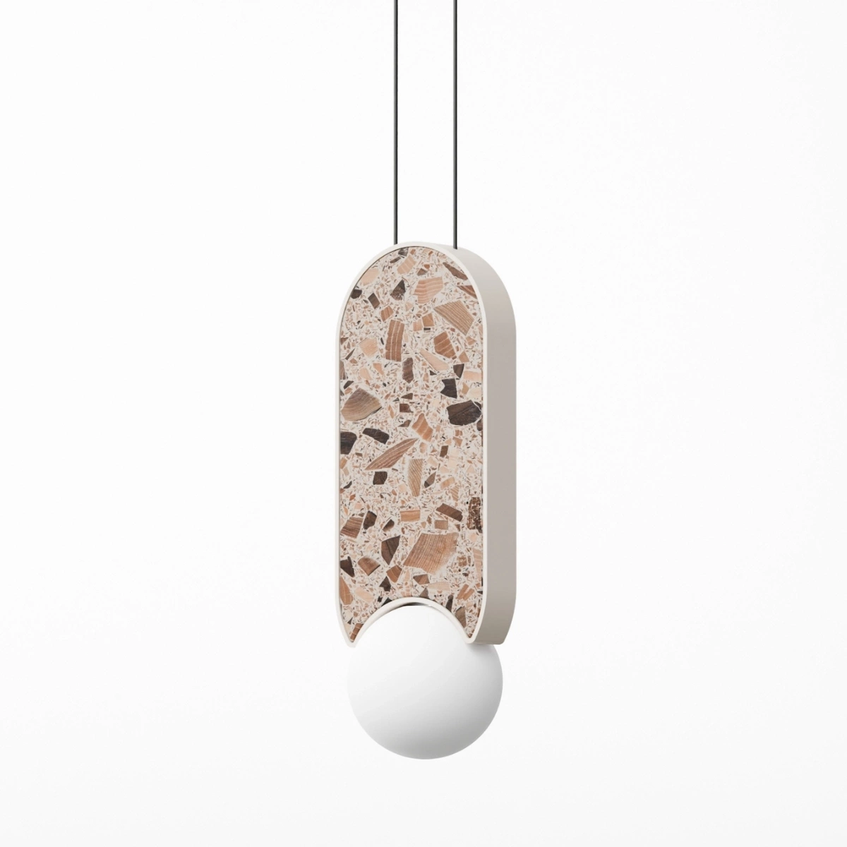 Kaspa :: Lampa wisząca Legra owalna wys. 33 cm kremowa IP44